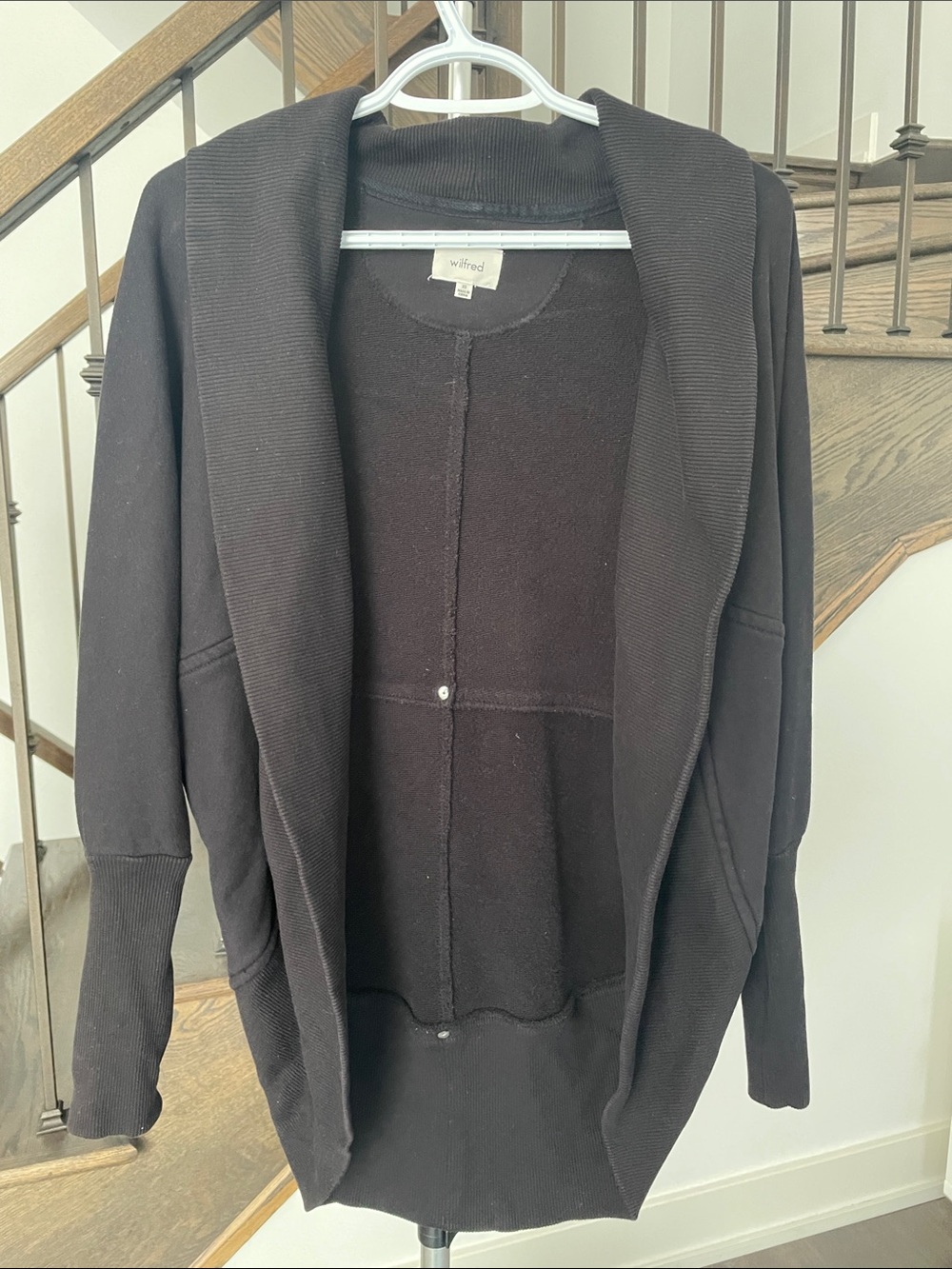 Wilfred Black Open Shawl-Collar Cardigan Jacket